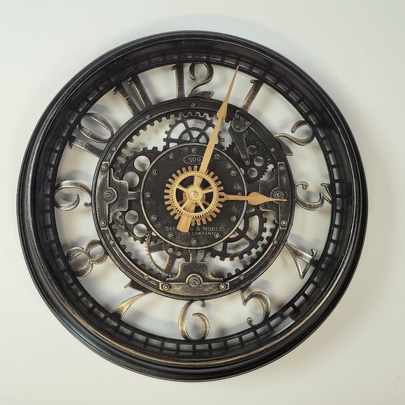 Sterling And Noble Rustic Gear Wall Clock Steampunk No9 Black Industrial Style - Picture 11 of 12
